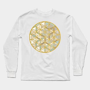 Sacred Geometry-Flower Of Life-Blues Long Sleeve T-Shirt